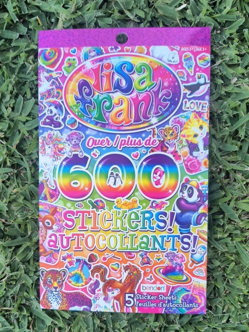 Lisa Frank Rainbow Sticker Pack - Pink, Purple, Blue, Green, Yellow